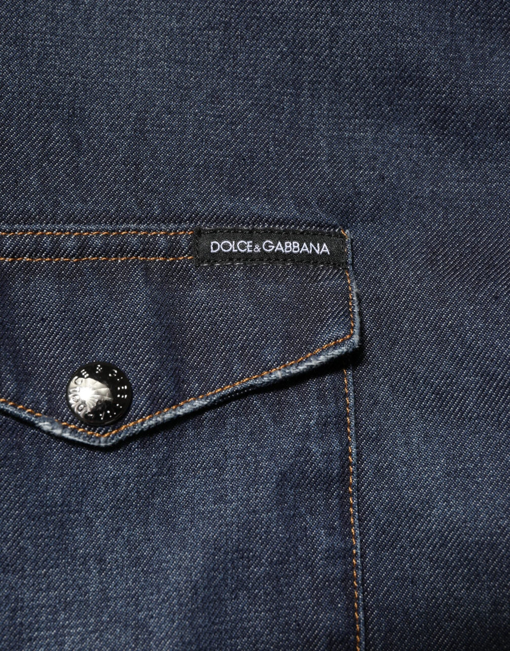 Dolce & Gabbana Blue Denim Button Casual Logo Patch Men Shirt - IT37 | XS - Shirts
