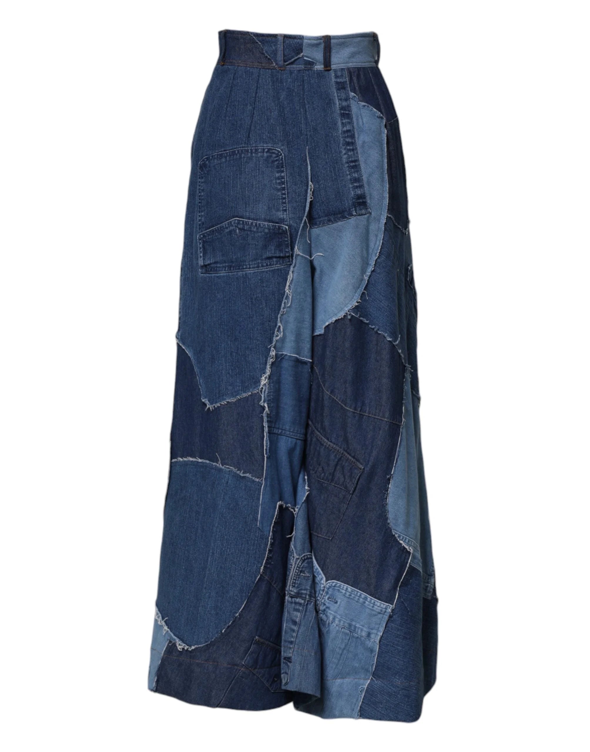 Dolce & Gabbana Blue Denim Long Maxi Patchwork Cotton Skirt - IT40|S