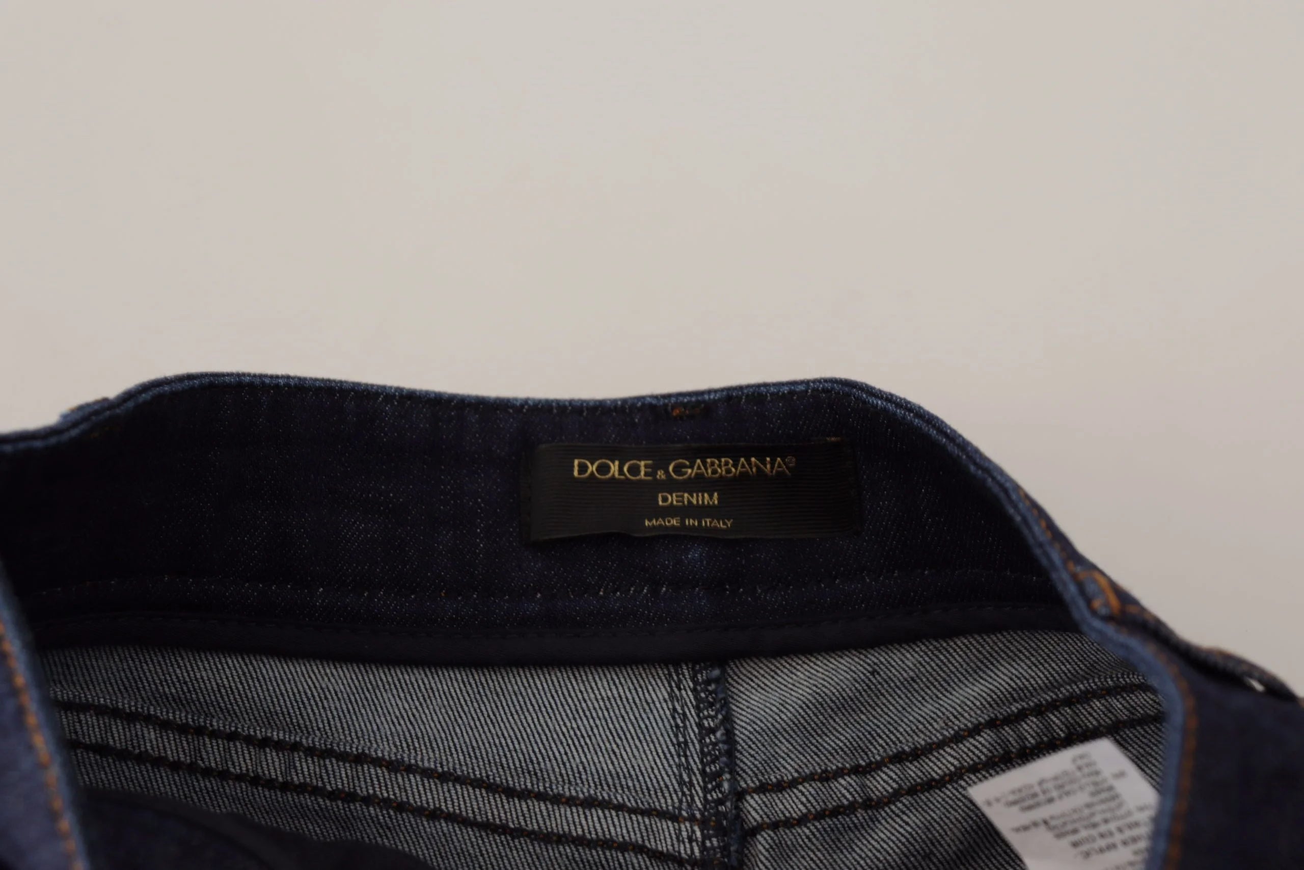 Dolce & Gabbana Blue Denim Stretch Crystal Hot Pants Shorts - Short Trousers