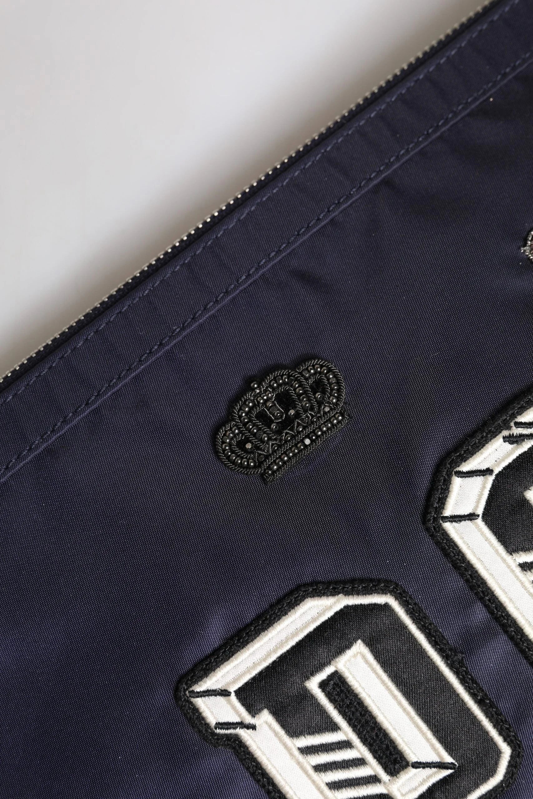 Dolce & Gabbana Blue DG Logo Patch Embellished Pouch Clutch Bag - Clutch Bags