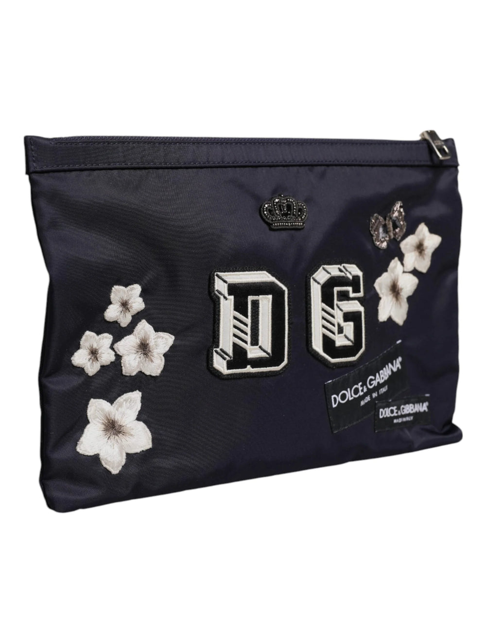 Dolce & Gabbana Blue DG Logo Patch Embellished Pouch Clutch Bag - Clutch Bags