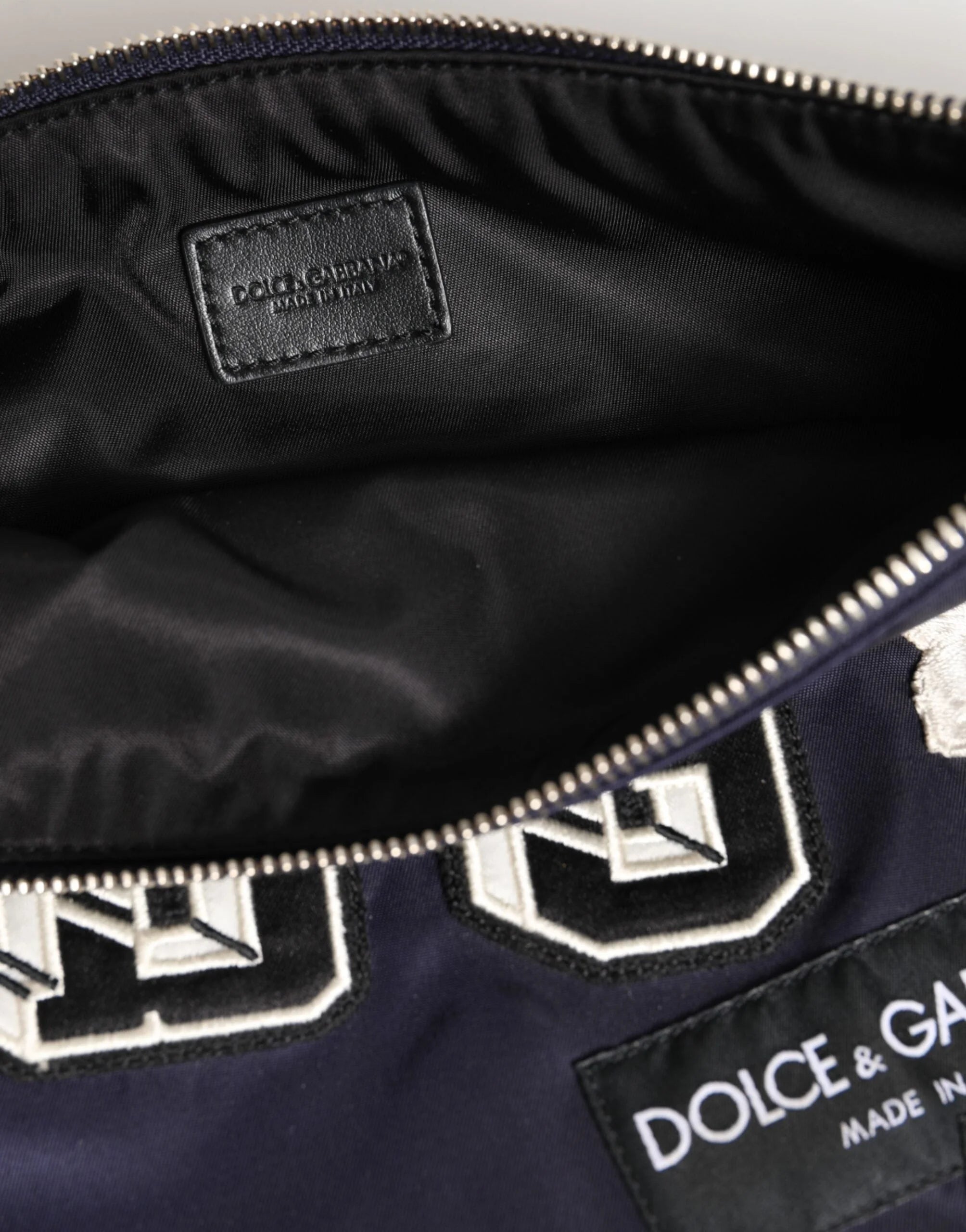 Dolce & Gabbana Blue DG Logo Patch Embellished Pouch Clutch Men Borse Bag - Clutch Bags