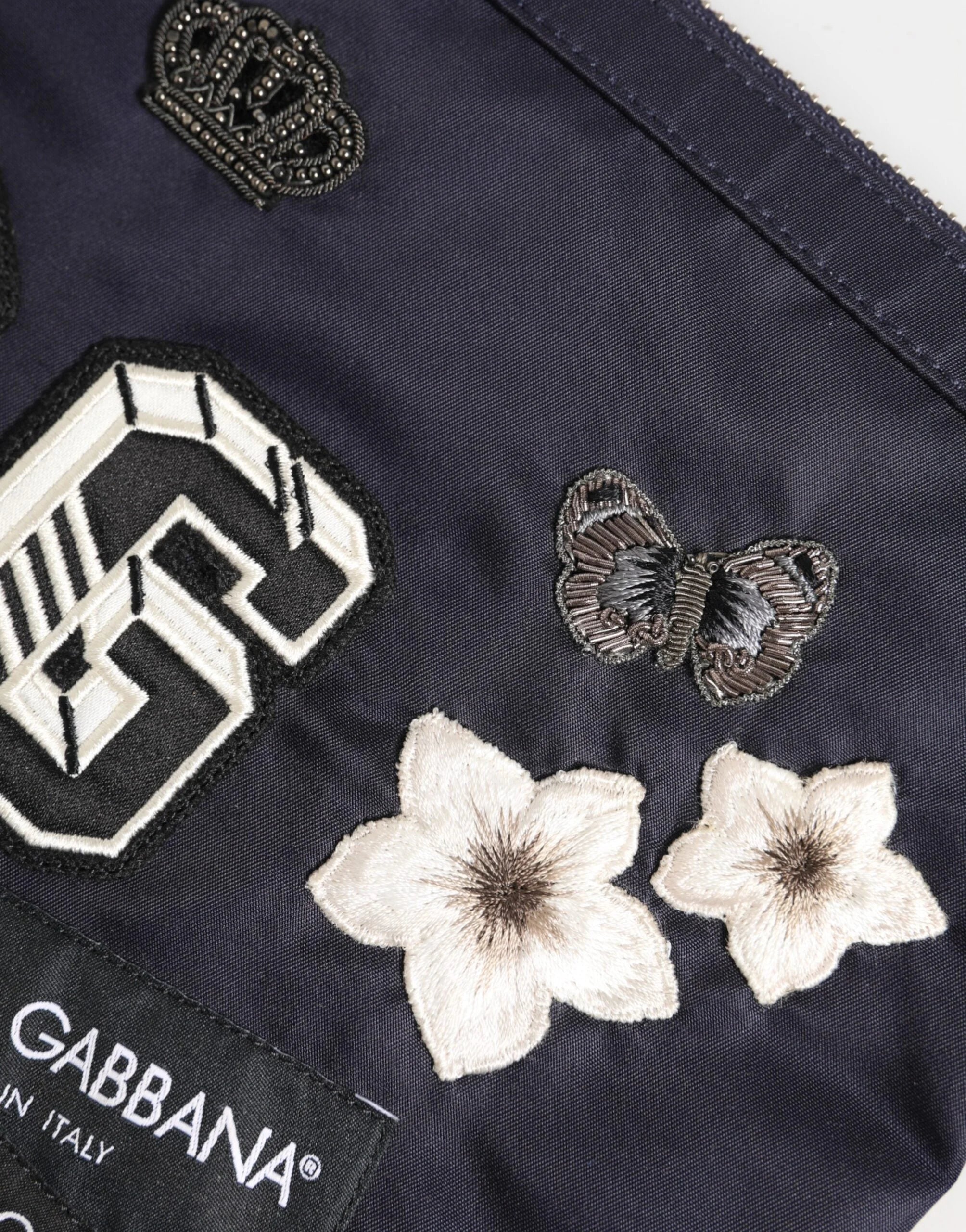 Dolce & Gabbana Blue DG Logo Patch Embellished Pouch Clutch Men Borse Bag - Clutch Bags