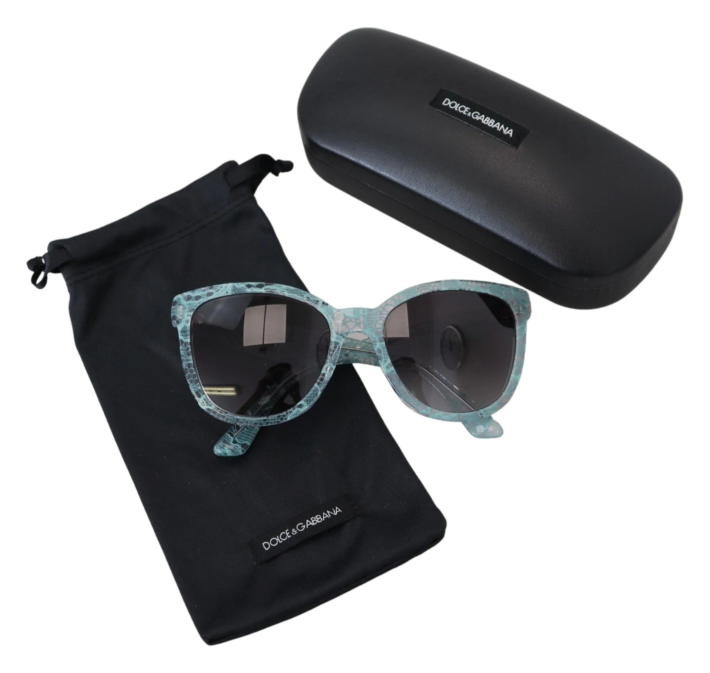 Dolce & Gabbana Blue DG4190 Lace Crystal Acetate Butterfly Sunglasses - Sunglasses