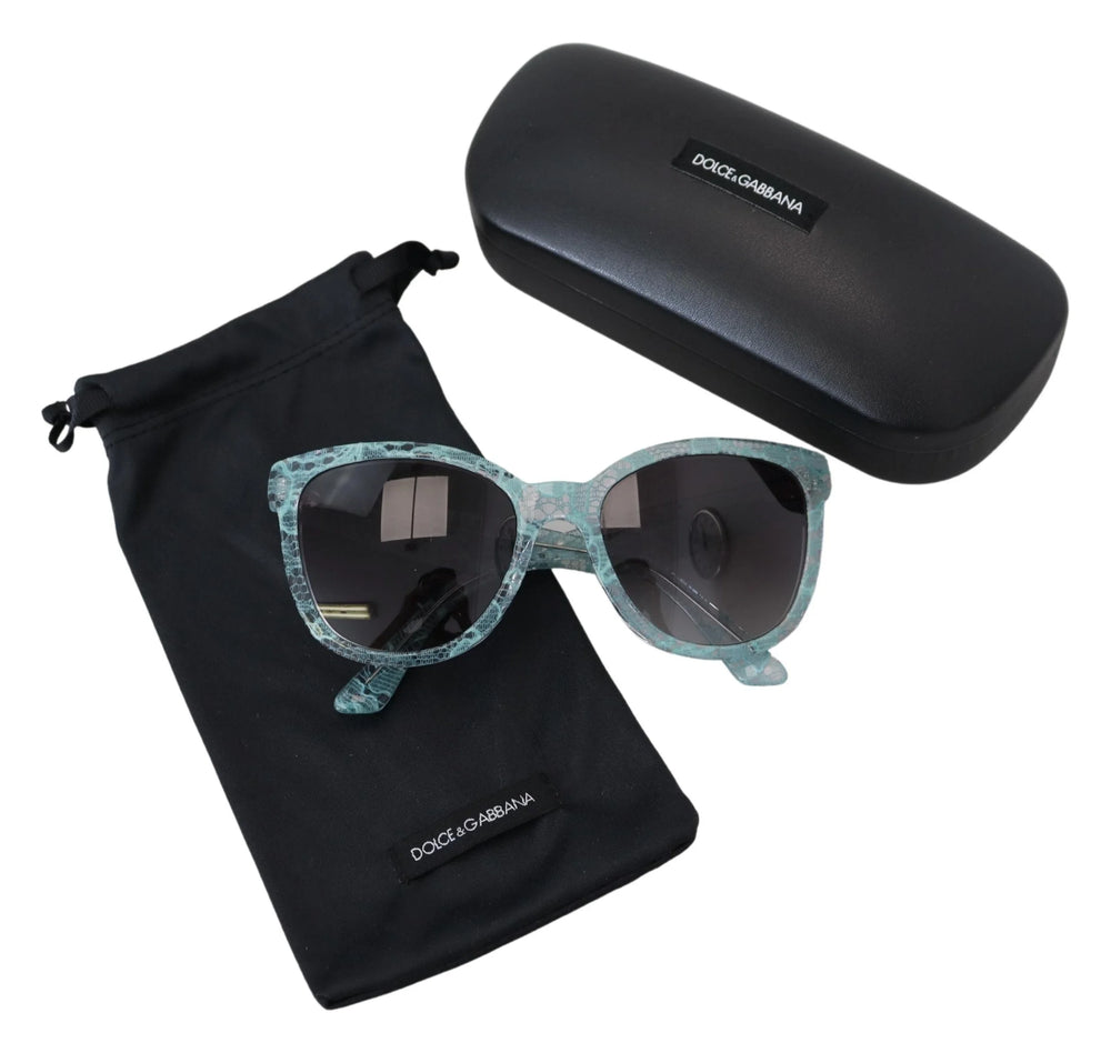 Dolce & Gabbana Blue DG4190 Lace Crystal Acetate Butterfly Sunglasses - Sunglasses