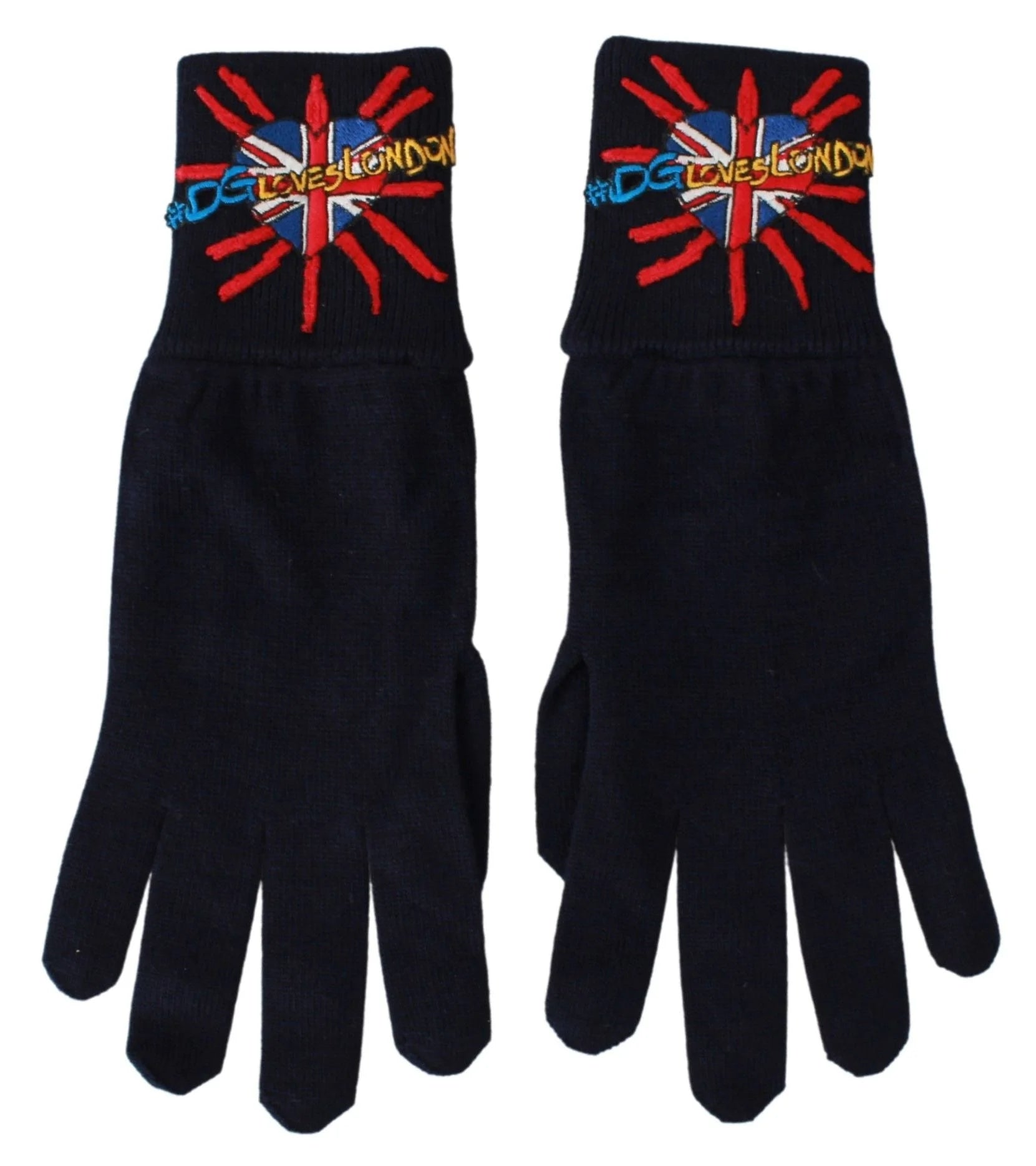 Dolce & Gabbana Blue #DGLovesLondon Embroidered Wool Gloves - Gloves & Mittens