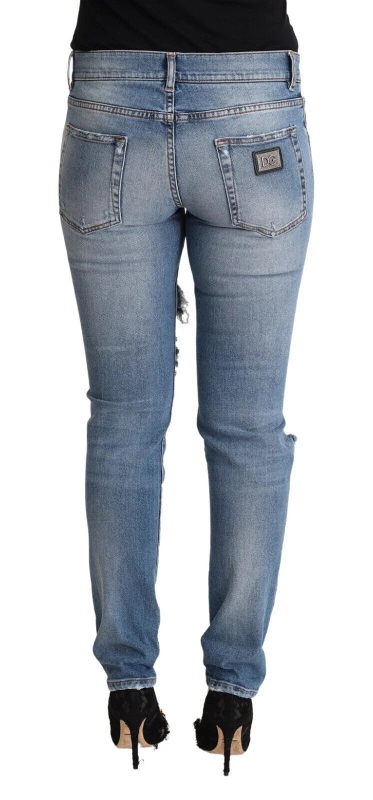 Dolce & Gabbana Blue Distressed Cotton Denim Skinny Jeans - IT40|S - Jeans