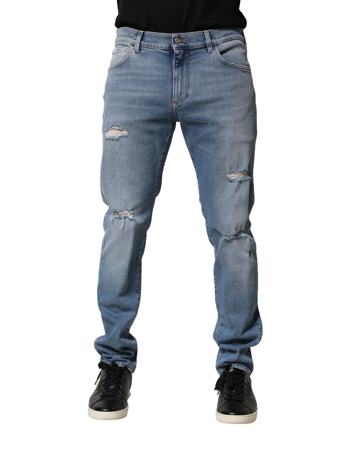 Dolce & Gabbana Blue Distressed Cotton Slim Men Denim Jeans - IT54 | XL - Jeans