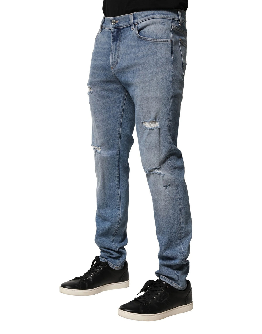 Dolce & Gabbana Blue Distressed Cotton Slim Men Denim Jeans - IT54 | XL - Jeans