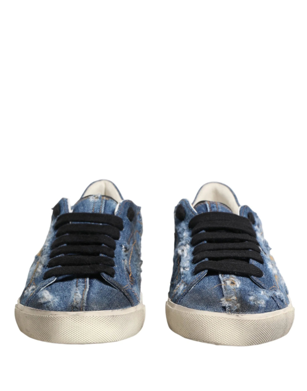 Dolce & Gabbana Blue Distressed Denim Low Top Sneakers Shoes - EU44/US11