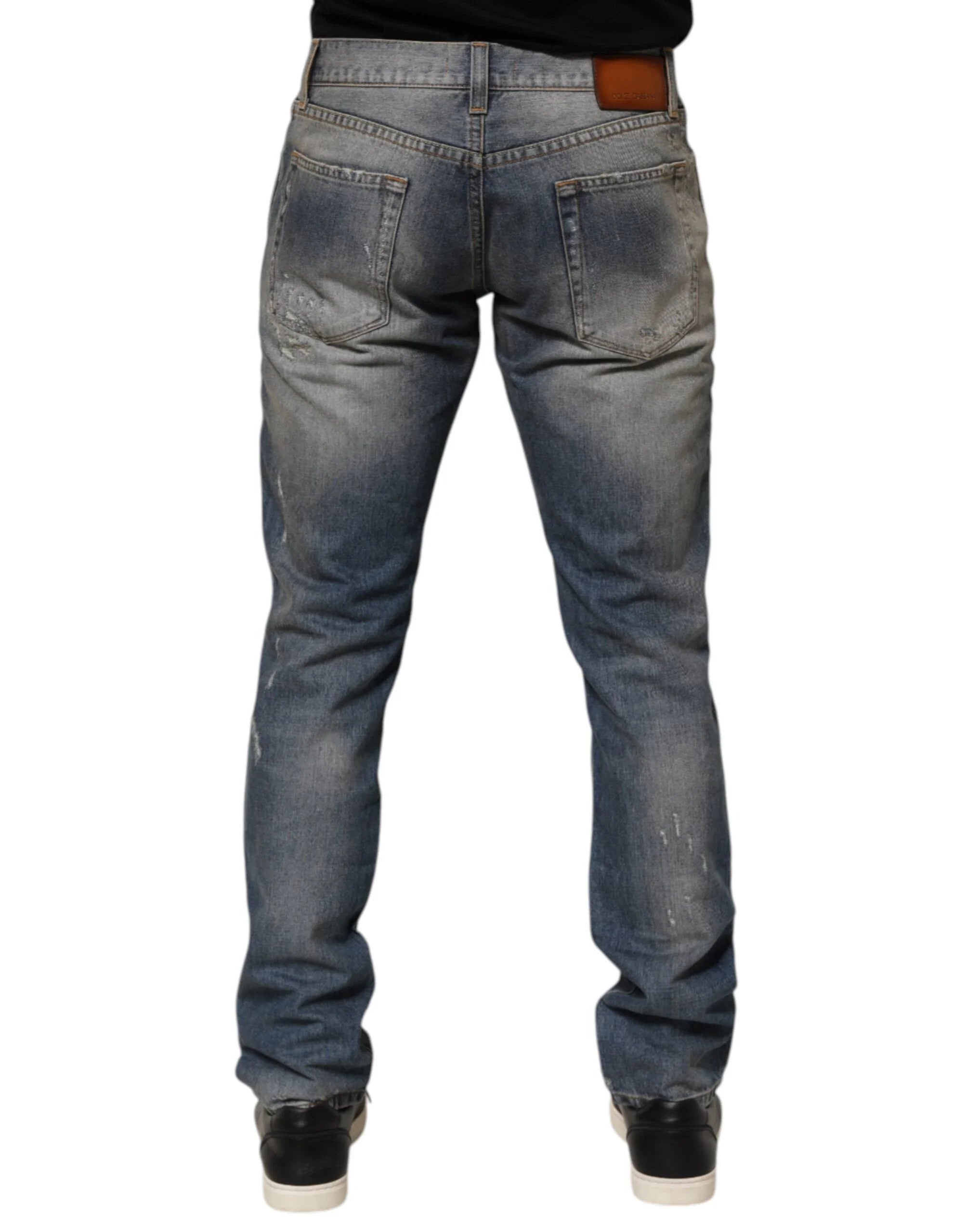 Dolce & Gabbana Blue Distressed Denim Slim Fit Pants Jeans - IT46 | S