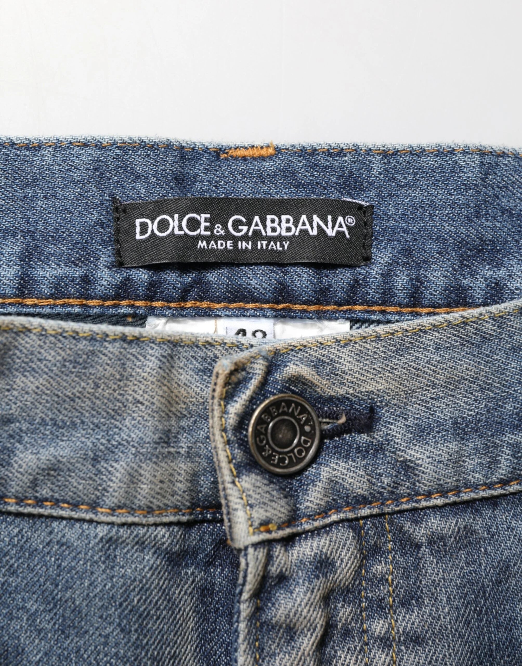 Dolce & Gabbana Blue Distressed Denim Slim Fit Pants Jeans - IT46 | S