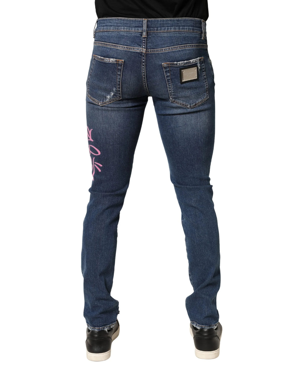 Dolce & Gabbana Blue Distressed Graffiti Print Skinny Jeans - IT48 | M