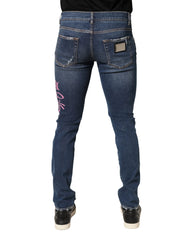 Dolce & Gabbana Blue Distressed Graffiti Print Skinny Jeans - IT48 | M
