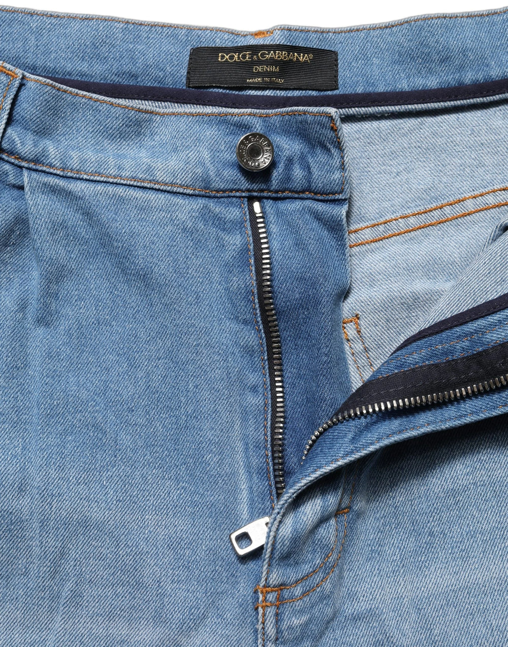 Dolce & Gabbana Blue Distressed Pleated Cotton Denim Jeans - IT44 | L
