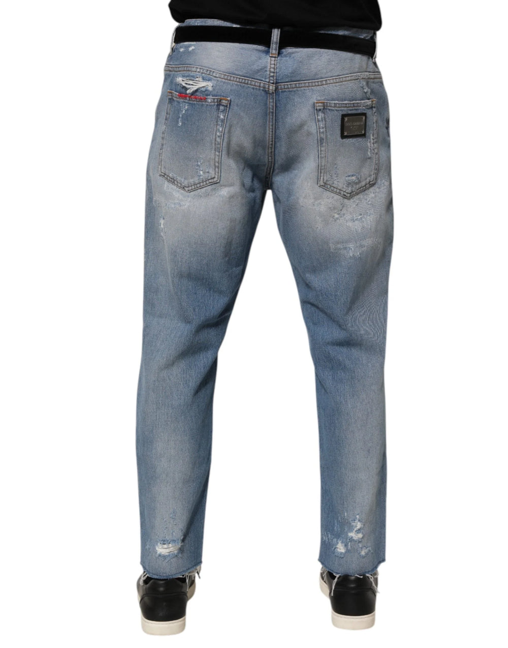 Dolce & Gabbana Blue Distressed Ripped Denim Pants Jeans - Jeans