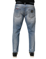 Dolce & Gabbana Blue Distressed Ripped Denim Pants Jeans - Jeans