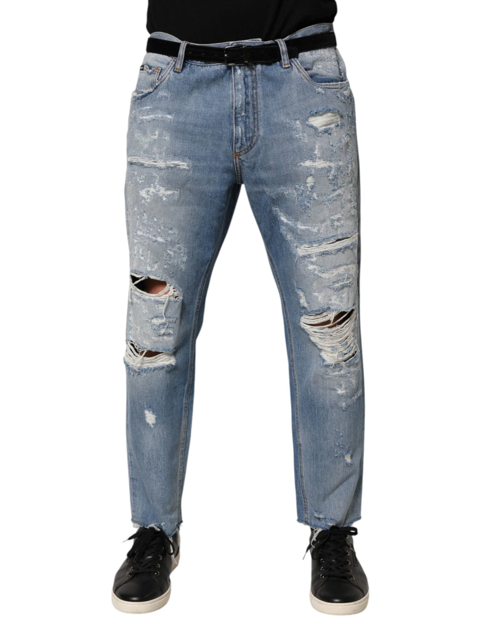 Dolce & Gabbana Blue Distressed Ripped Denim Trouser Jeans - IT52 | XL - Jeans