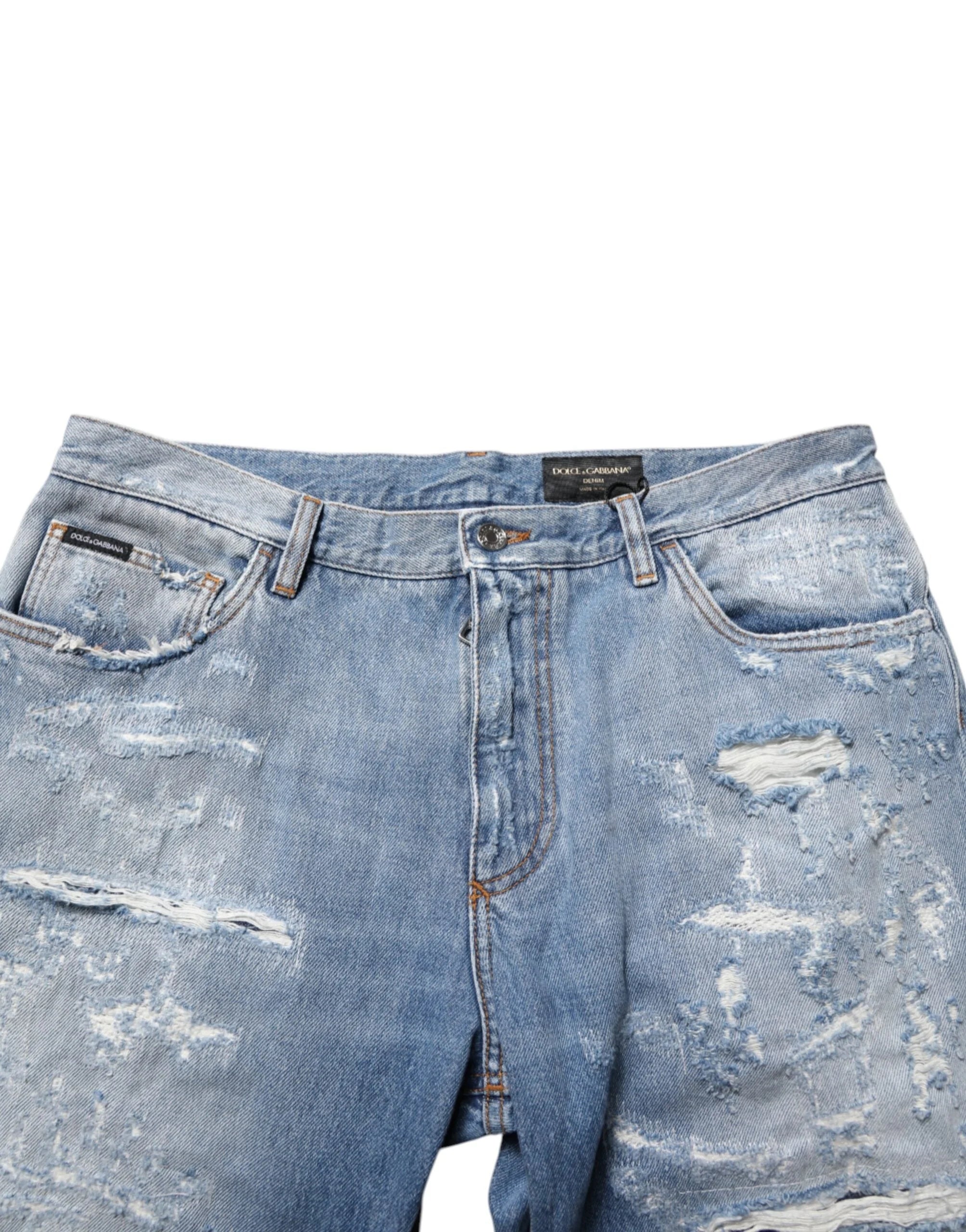 Dolce & Gabbana Blue Distressed Ripped Denim Trouser Jeans - IT52 | XL - Jeans