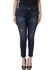 Dolce & Gabbana Blue Distressed Skinny Cotton Denim Jeans - IT44 | L