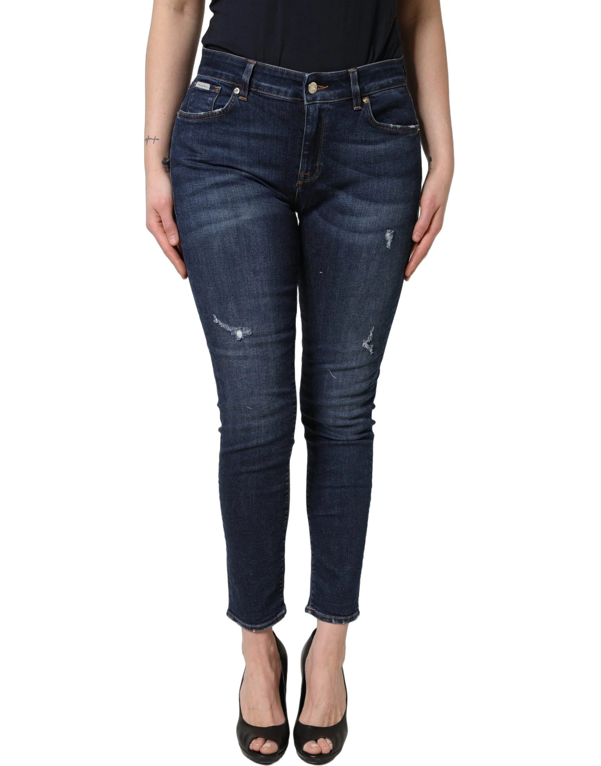 Dolce & Gabbana Blue Distressed Skinny Cotton Denim Jeans - IT44 | L