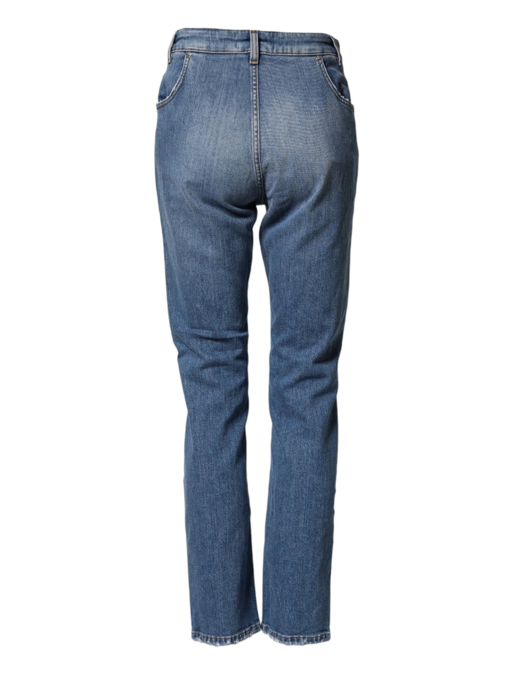 Dolce & Gabbana Blue Distressed Washed Cotton Denim Jeans - IT40|S