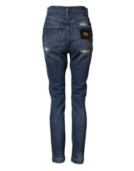 Dolce & Gabbana Blue Distressed Washed Logo GRACE Denim Jeans - IT40|S