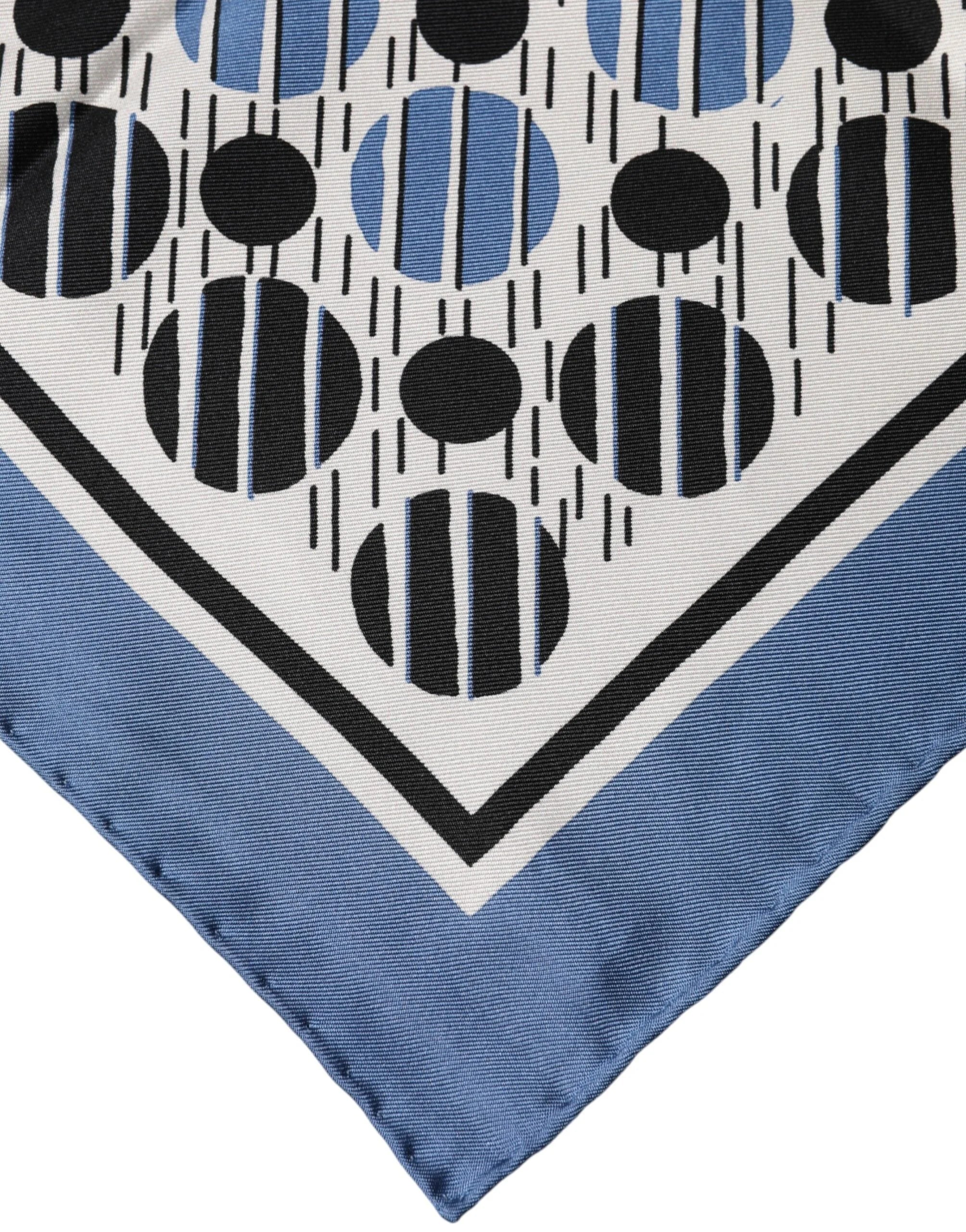 Dolce & Gabbana Blue Dotted Silk Square Foulard 66cm Scarf