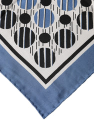 Dolce & Gabbana Blue Dotted Silk Square Foulard 66cm Scarf