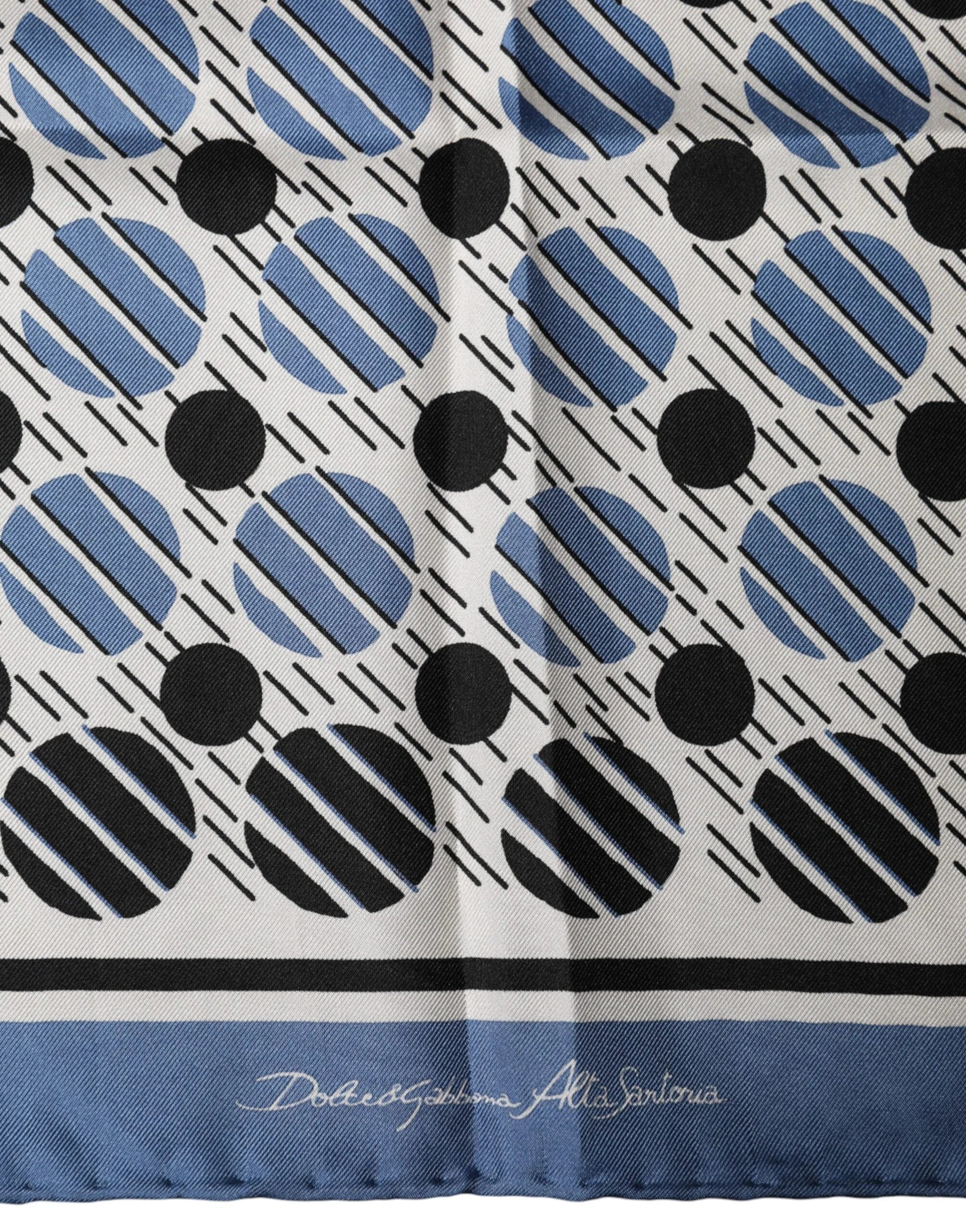 Dolce & Gabbana Blue Dotted Silk Square Foulard 66cm Scarf