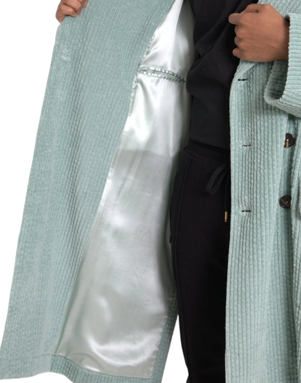 Dolce & Gabbana Blue Double Breasted Corduroy Cotton Jacket - IT52 | XL - Trench Coats