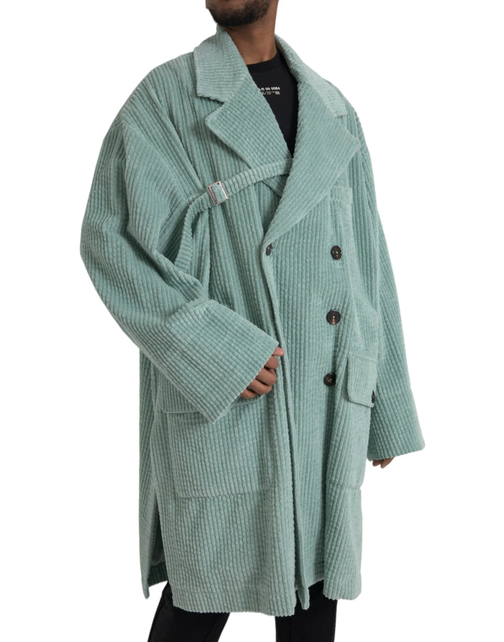 Dolce & Gabbana Blue Double Breasted Corduroy Cotton Jacket - IT52 | XL - Trench Coats