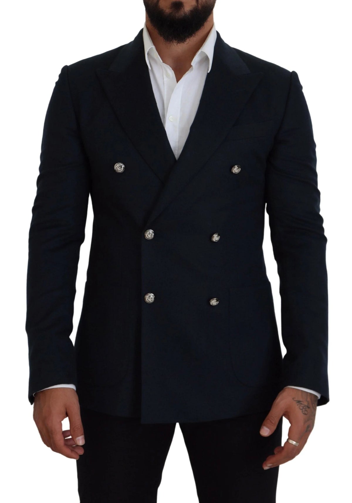 Dolce & Gabbana Blue Double Breasted Formal Coat Blazer - IT48 | M - Sport Jackets