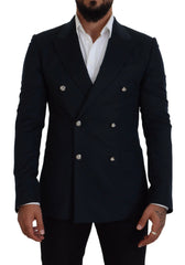Dolce & Gabbana Blue Double Breasted Formal Coat Blazer - IT48 | M - Sport Jackets