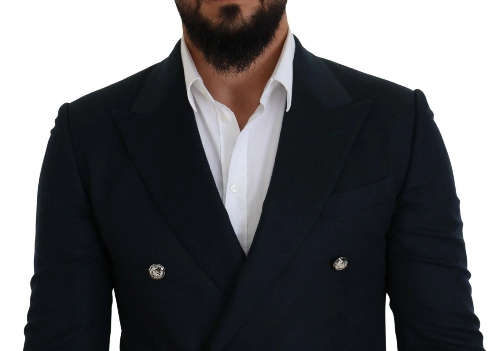 Dolce & Gabbana Blue Double Breasted Formal Coat Blazer - IT48 | M
