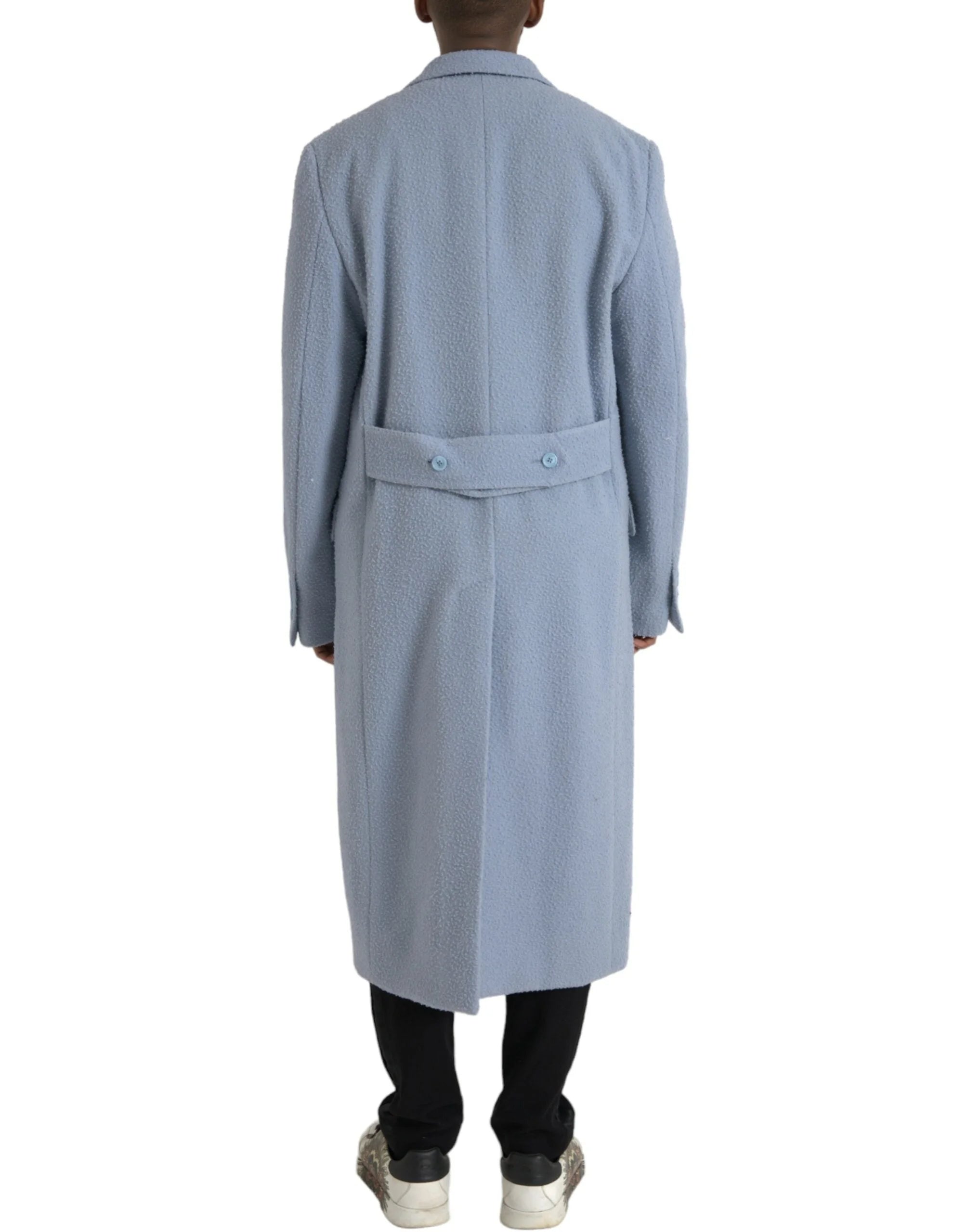 Dolce & Gabbana Blue Double Breasted Long Trench Coat Jacket - IT52 | XL - Trench Coats