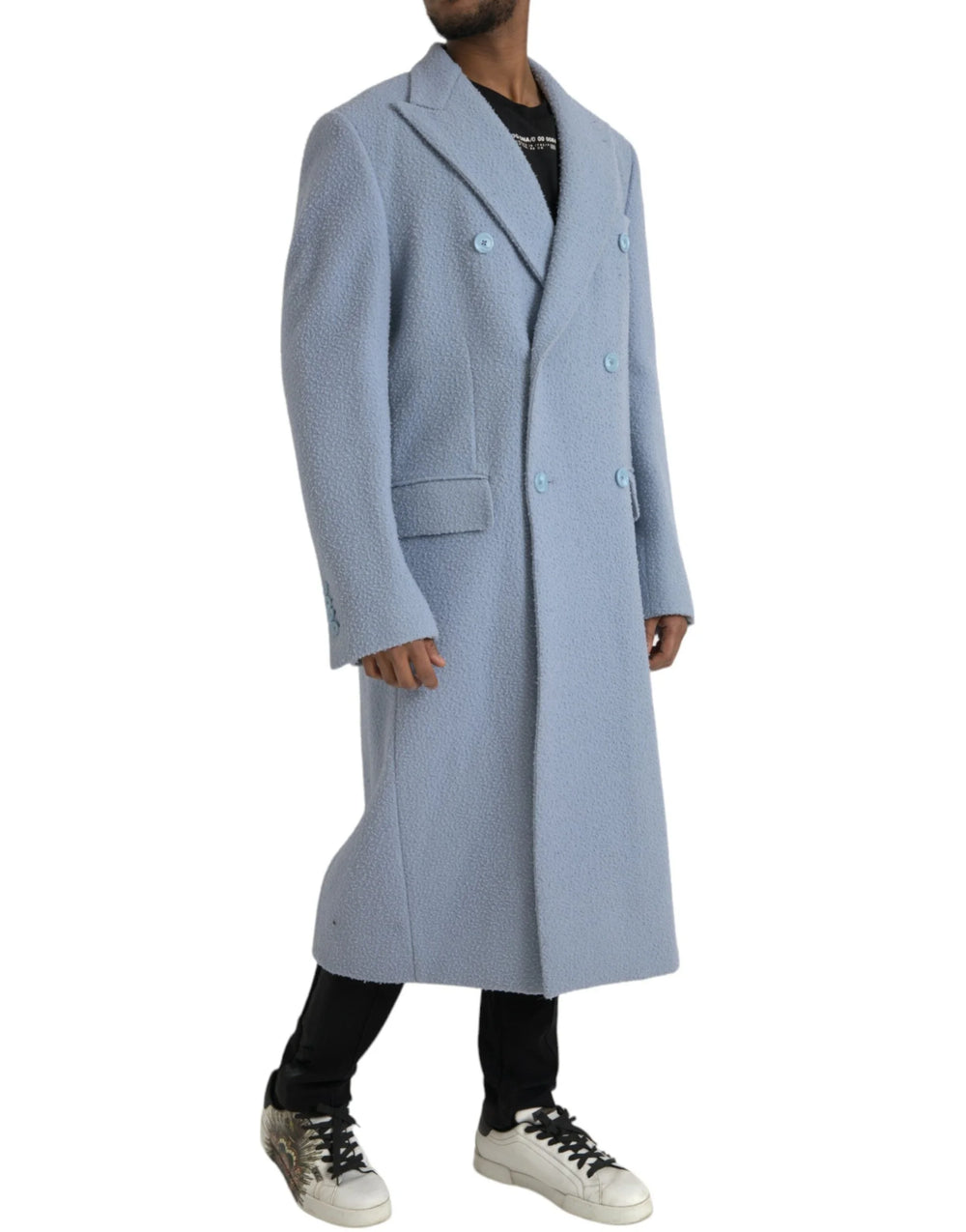 Dolce & Gabbana Blue Double Breasted Long Trench Coat Jacket - IT52 | XL - Trench Coats