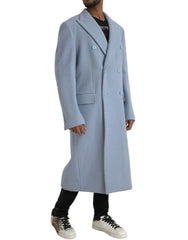 Dolce & Gabbana Blue Double Breasted Long Trench Coat Jacket - IT52 | XL - Trench Coats