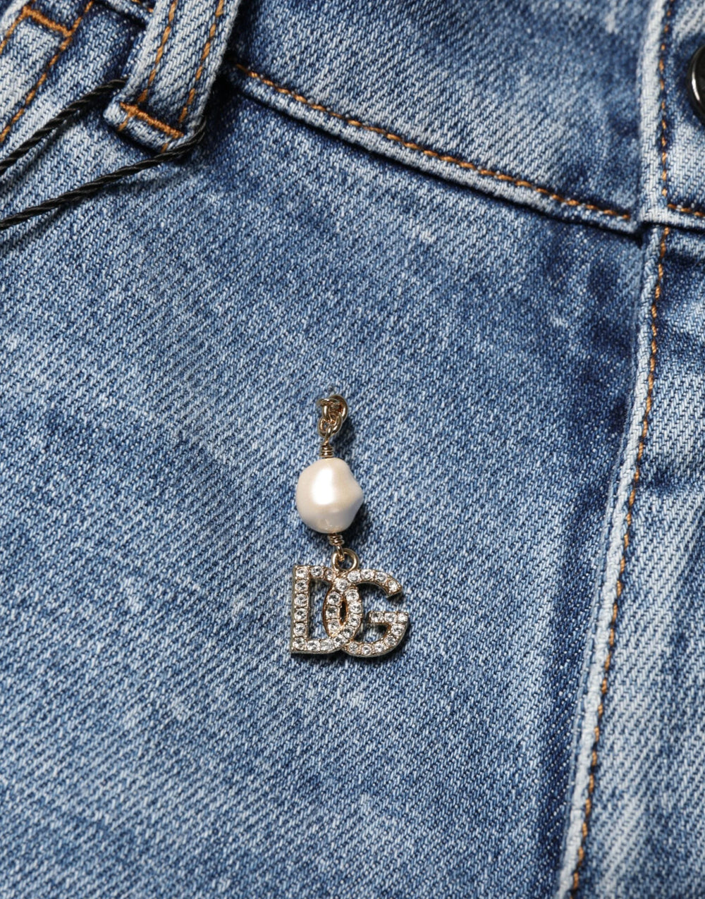 Dolce & Gabbana Blue Embellished Cotton Skinny Denim Jeans - IT46 | S