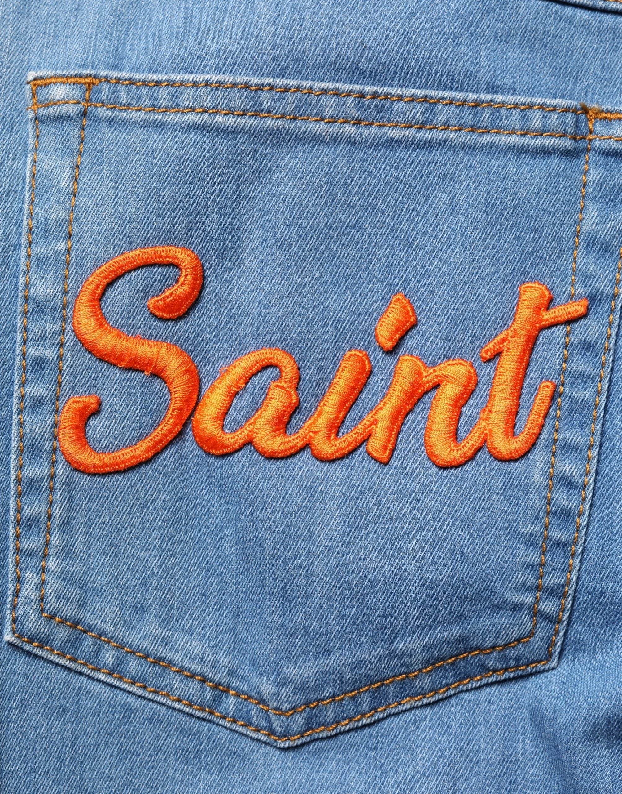 Dolce & Gabbana Kék Díszített Denim Széles Szárú Crop Nadrág - IT36|XXS