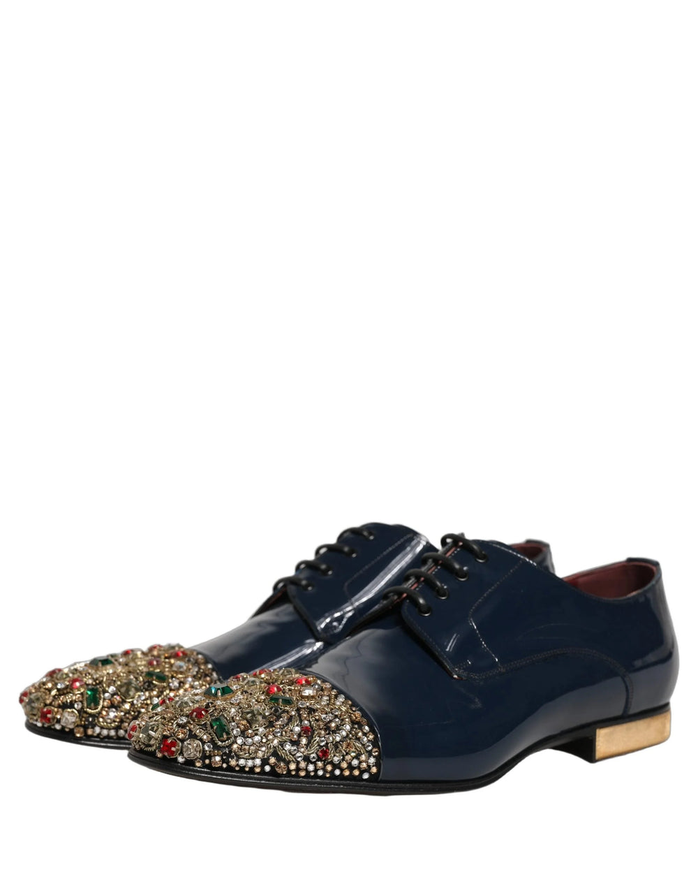 Dolce & Gabbana Blue Embellished Men Derby Dress Formal Shoes - EU43/US10