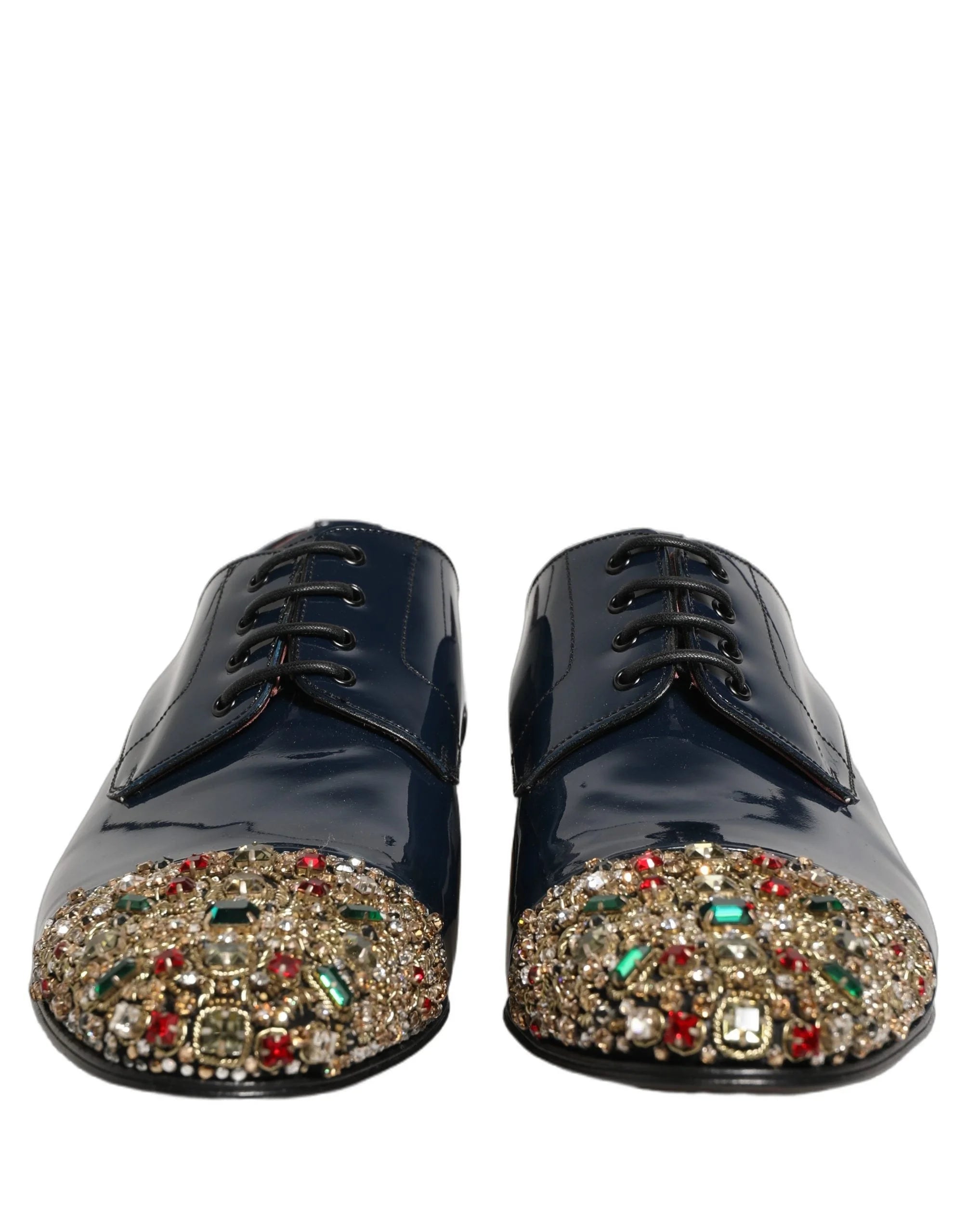 Dolce & Gabbana Blue Embellished Men Derby Dress Formal Shoes - EU43/US10