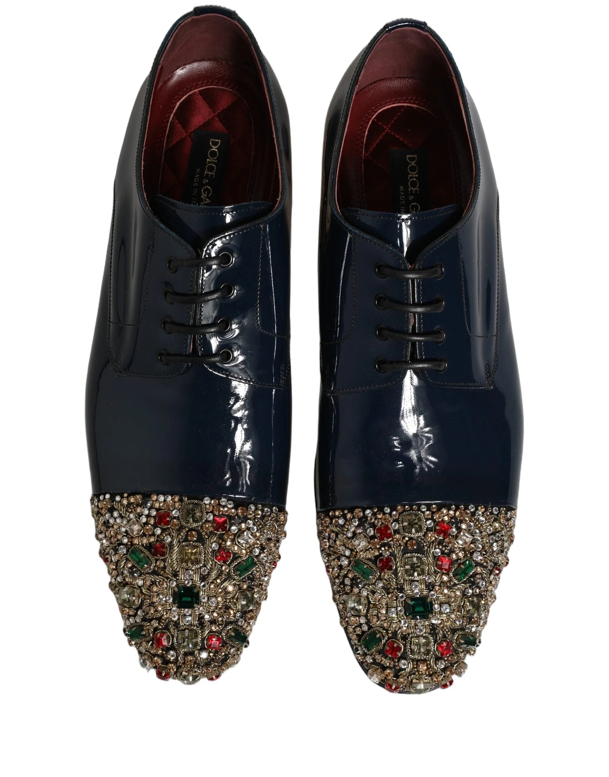 Dolce & Gabbana Blue Embellished Men Derby Dress Formal Shoes - EU43/US10
