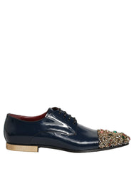 Dolce & Gabbana Blue Embellished Men Derby Dress Formal Shoes - EU43/US10