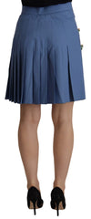 Dolce & Gabbana Blue Embellished Pleated Mini Skirt Wool - IT38|XS