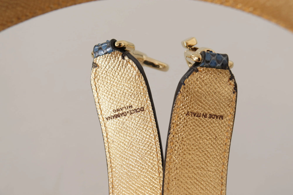 Dolce & Gabbana Blue Exotic Leather Crystals Shoulder Strap - Handbag & Wallet Accessories