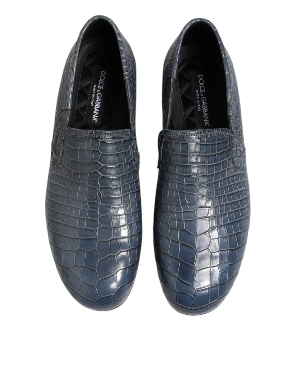 Dolce & Gabbana Blue Exotic Leather Slip On Loafers Men Dress Shoes - EU42/US9 - Flats
