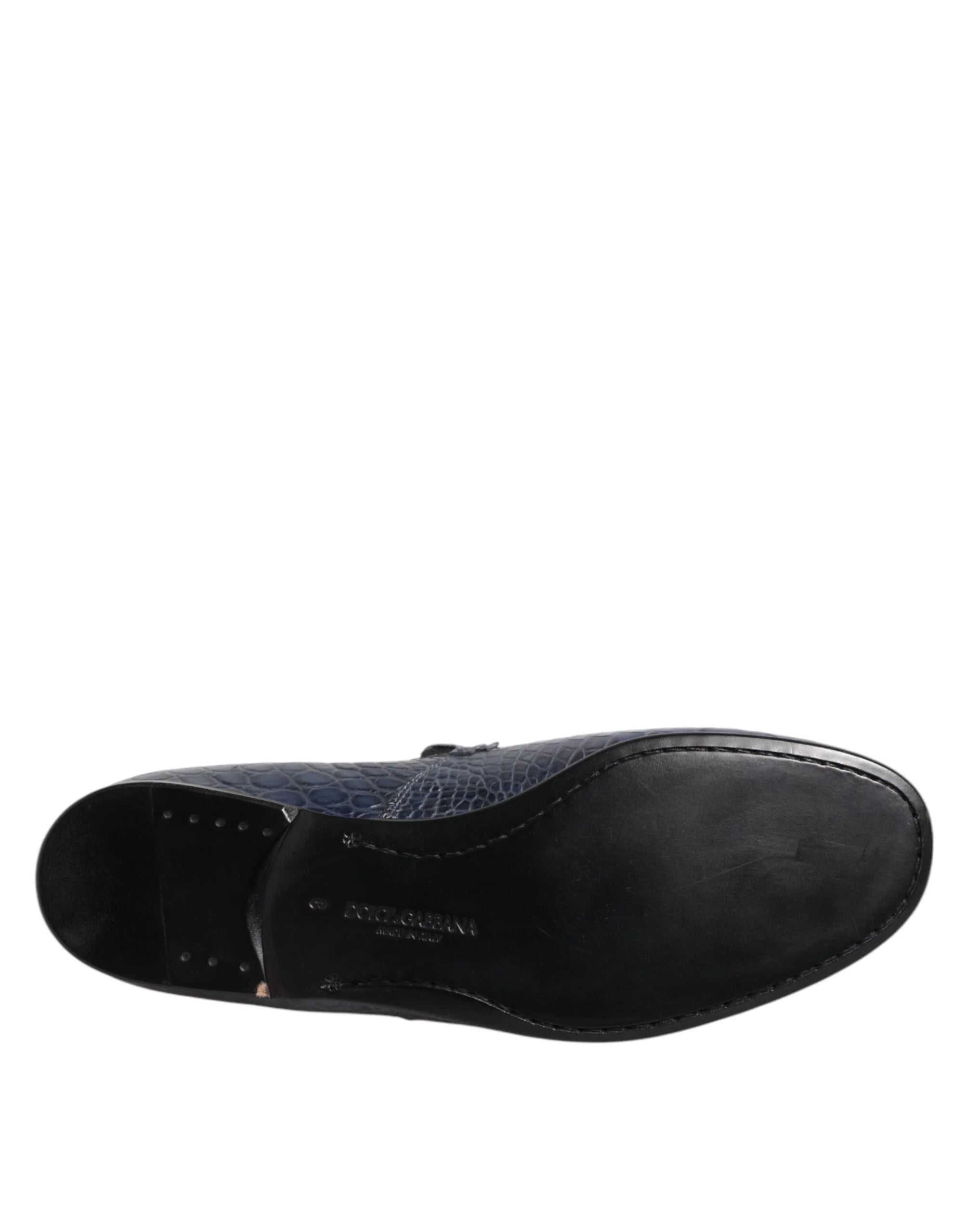 Dolce & Gabbana Blue Exotic Leather Slip On Loafers Men Dress Shoes - EU42/US9