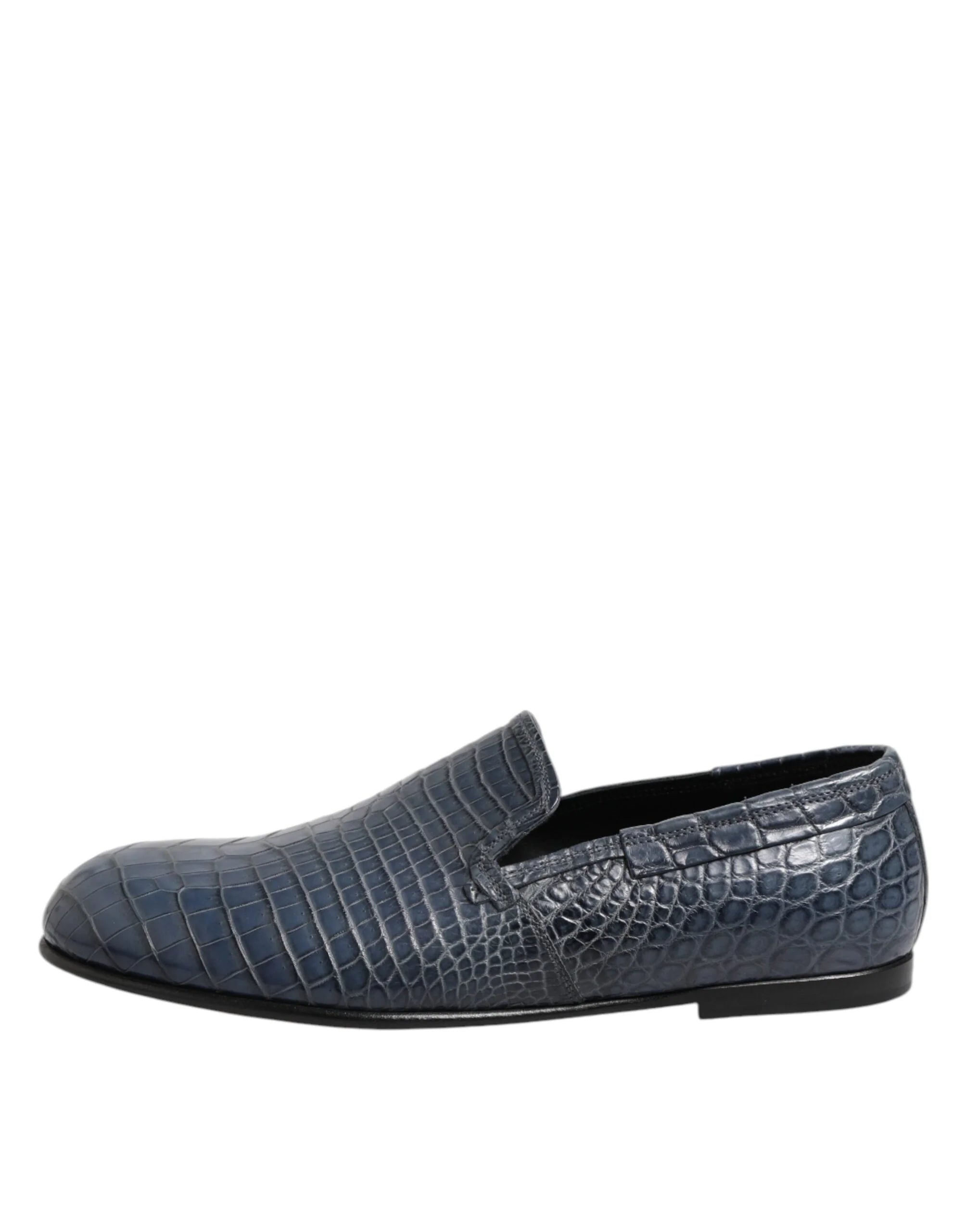 Dolce & Gabbana Blue Exotic Leather Slip On Loafers Men Dress Shoes - EU42/US9 - Flats