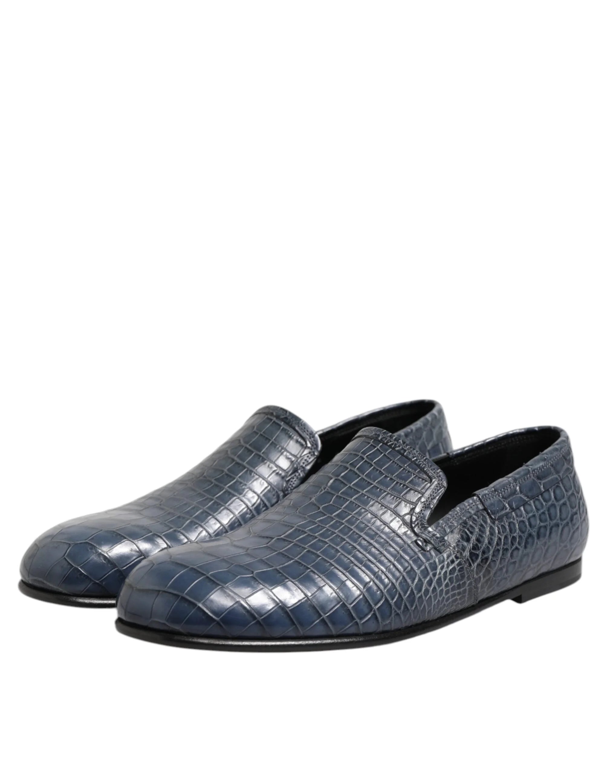 Dolce & Gabbana Blue Exotic Leather Slip On Loafers Men Dress Shoes - EU42/US9